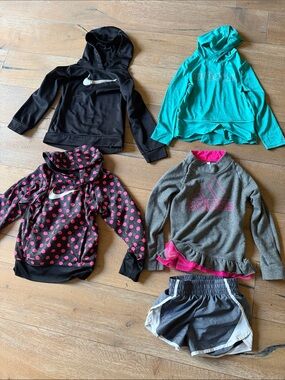 Nike Girls Black Hooded Sweatshirt with White Swoosh